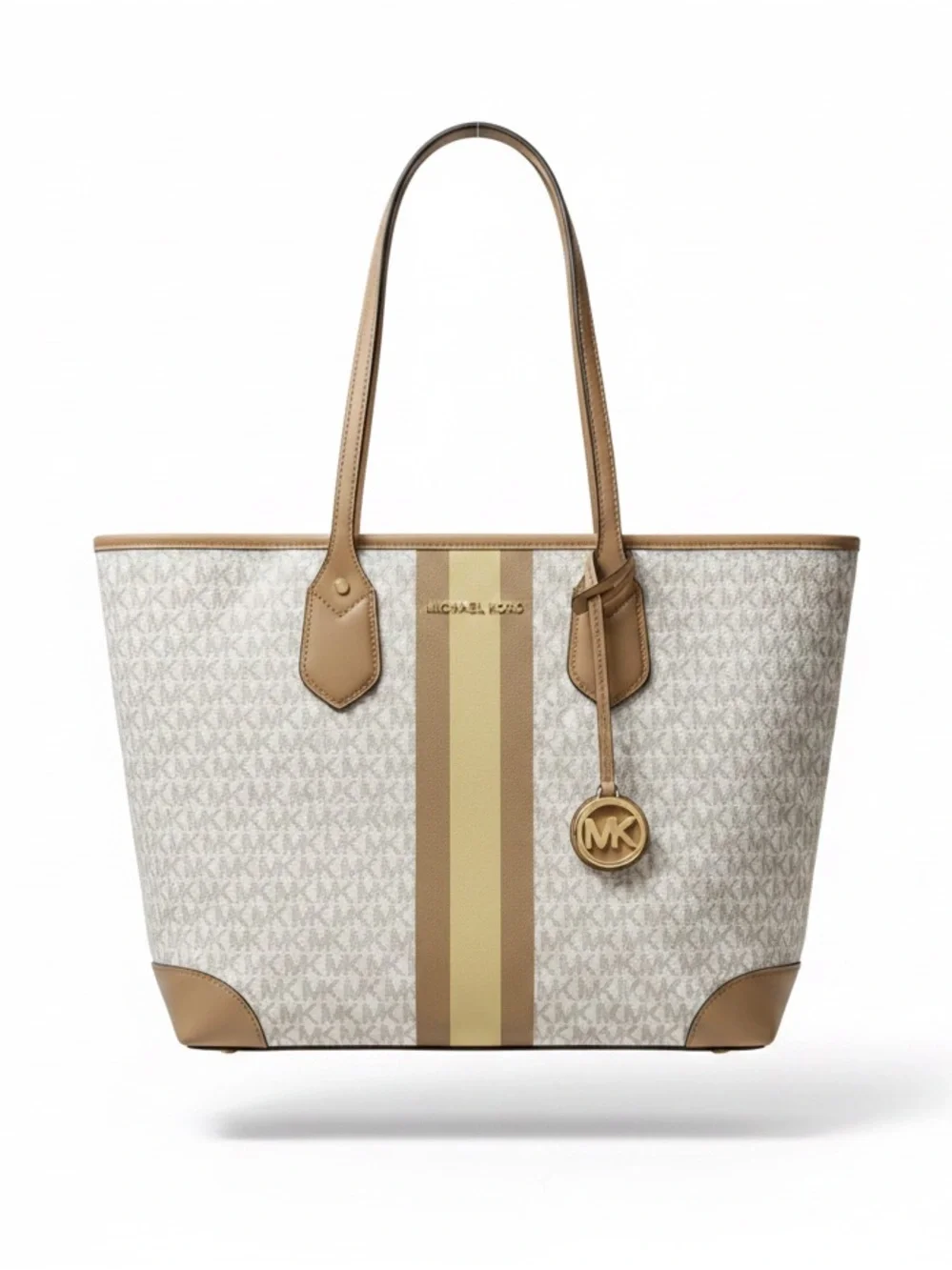 Michael Kors Eva Large Monogram Shopper Tote Vanilla Multi